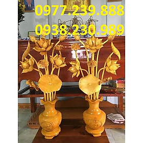 Mua đôi bình hoa sen gỗ mít