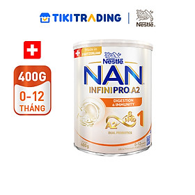 Sữa bột NAN INFINIPRO A2 1 với công thức đầu tiên chứa đạm A2, 6HMO & Lợi khuẩn kép nhập khẩu Thụy Sĩ - Hộp 400g (0 - 12 tháng)