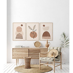 Mua Bộ 3 tranh tone nâu nhẹ nhàng  tranh canvas có đinh và móc tặng kèm