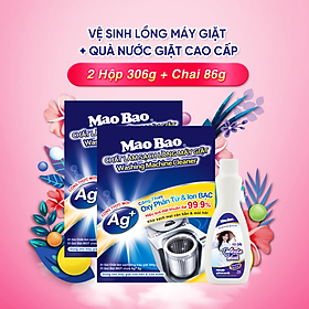 Combo 2 Hộp Chất Làm Sạch Lồng Máy Giặt Ag+ Mao Bao 306g - Tặng 1 Chai Nước Giặt Cao Cấp 86g