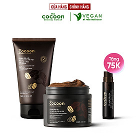 Bộ 3 Cà phê Đắk Lắk tẩy da chết Cocoon: Cơ thể 200ml + Da mặt 150ml + Son môi 5g