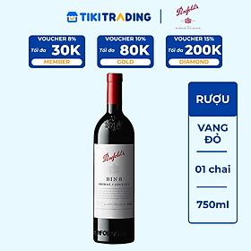 Rượu vang đỏ Úc Penfolds Bin 8 Cabernet Shiraz 750ml 14,5% - Không hộp