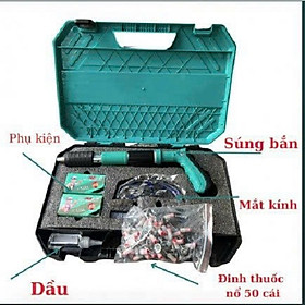 Mua Máy bắn đinh súng bắn đinh betong bắn đa vật liệu thế hệ mới mẫu có 50 đinh và mẫu không có đinh tặng kèm bao tay và măt kính