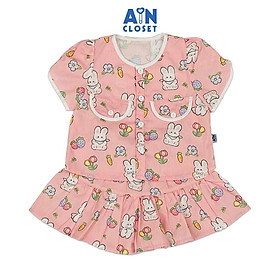 Bộ quần áo Ngắn bé gái hoạ tiết Thỏ Hồng Carrot Cotton - AICDBGOZQQLB - AIN Closet