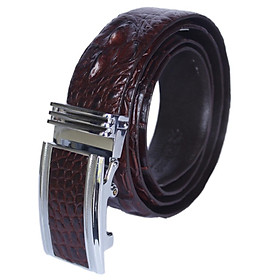 Thắt Lưng Nam Da Cá Sấu Nguyên Con Bản Lớn Huy Hoàng HT4237 - Nâu Đất