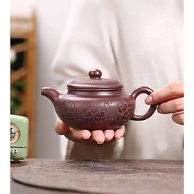 Ấm Tử Sa Nghi Hưng Phỏng Cổ Điêu Hoa 280 ml