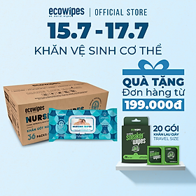Mua Thùng 36 khăn giấy ướt vệ sinh cơ thể NursingWipes gói 12 khăn size lớn 30x20cm hương trà xanh lau người lớn tuổi  người bệnh  người đi phượt dùng 1 lần