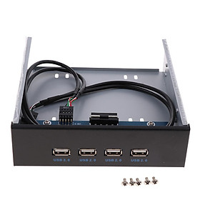 USB 2.0 Front Panel Hub 4 Port Expansion Bay 9Pin to USB2.0 Bracket Adapter
