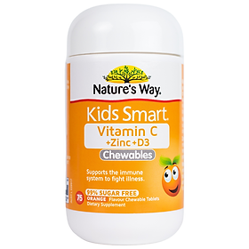 Nature’s Way Kids Smart Vitamin C + Zinc + D3 - Bổ sung Vitamin C, Vitamin D3 và Kẽm cho bé (75 viên/ Lọ)