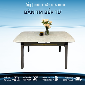 Bàn ăn thông minh kéo dài có bếp từ mặt đá ceramic bóng 1m1 - 1m4