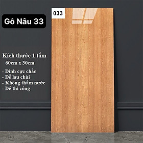 Bộ 10 Tấm Xốp Dán Tường 3D PVC Gỗ Nâu Đỏ 60x30cm Keo Sẵn Dày 2,5mm Cao Cấp, Sang Trọng 