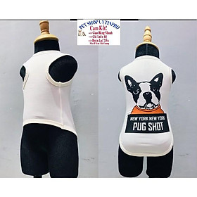 Hình ảnh ÁO BA LỖ CHO THÚ CƯNG CHÓ MÈO In hình Cún PUG SHOT Chất liệu Thun cotton co giãn thoáng mát