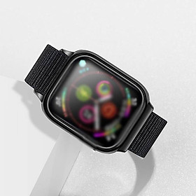Đen - Dây vải đeo thay thế kèm khung viền bảo vệ cao cấp cho Apple Watch 40mm hiệu Usams US-ZB073 (thiết kế tinh tế, lực hút nam châm mạnh mẽ, lịch lãm sang trọng) - Hàng nhập khẩu