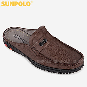 Dép Sapo Dép Sục Nam Da Bò SUNPOLO SPO274 Đen, Nâu - 44 - Màu Nâu