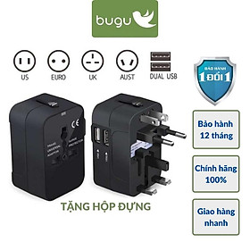 Ổ Cắm Điện Đa Năng Thông Minh Phích Cắm Chuyển Đổi Với 2 Cổng USB Bugu HHT202 Tặng Hộp Đựng - Hàng Chính Hãng