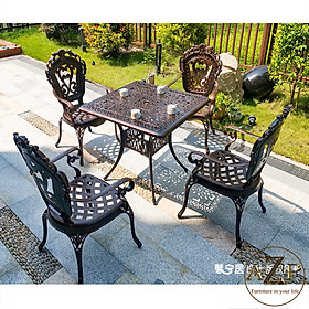 Mua Bộ Bàn Ghế Sân Vườn 80cm Ngoài Trời Outdoor Ban Công (100% Nhôm Đúc) Hàng Nhập Khẩu 100