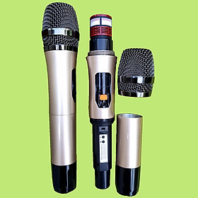 Mua Micro không dây UHF đôi cho loa kéo mạch loa kéo - SET được tần số - thân nhôm micro cho loa kéo - ampli