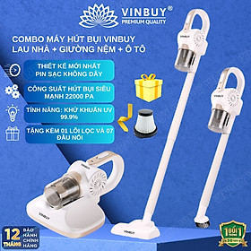 Máy hút bụi cầm tay VINBUY 5 trong 1 pin sạc không dây giường nệm lau nhà, đa năng công suất mạnh 22000PA, hút bụi khô và ướt - Hàng chính hãng