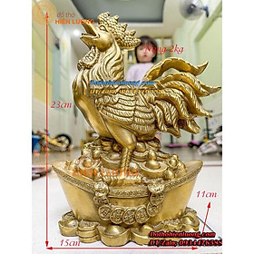Mua Tượng Gà Trống Đứng Bệ Thỏi Vàng Bằng Đồng Vàng Nguyên Chất Cao 23cm  Nặng 2kg Phong Thủy