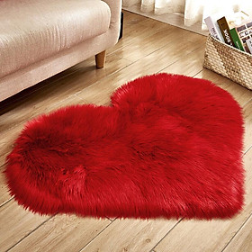 40x50cm/15,7x19.6 in hình của trái tim thảm giả màu da cừu mềm trong mái tóc dài tóc dài thảm sofa tấm thảm sàn - màu đỏ 1pc