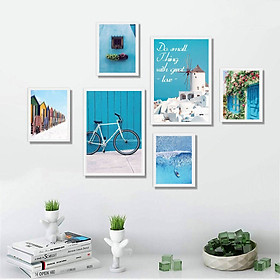 Tranh treo tường phòng khách - tranh treo tường phòng làm việc - tranh treo tường nhà hàng-khách sạn - bộ 6 tranh treo tường biển xanh-Tặng kèm đinh 3 chân