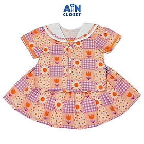 Set Áo Váy bé gái họa tiết Hoa Hồng Cam Cotton - AICDBGPMDFTC - AIN Closet