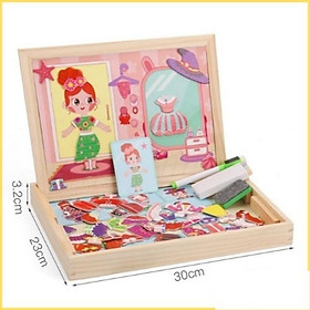 Đồ chơi bé gái-Ghép hình nhà thiết kế thời trang-Thay trang phục cho nhân vật hoạt hình siêu Cute-Đồ chơi gỗ có nam châm