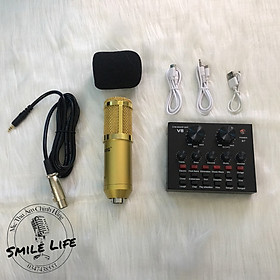 Combo Thu Âm Livestream Souncard V8 Mic Bm900 Bluetooth