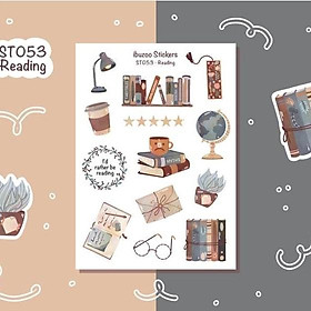 Sticker tự thiết kế - sticker sheet reading - hình dán sổ, nhật kí bullet journal - unim048