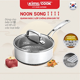 Quánh KIMSCOOK Noon Song inox 3 lớp đáy từ nắp kính chống dính 2 mặt