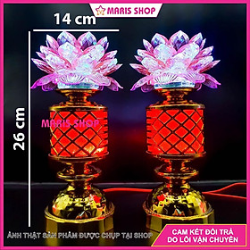 Mua Đèn thờ hoa sen kích thước lớn cao 26cm sử dụng mạch LED cao cấp  đèn bàn thờ Phật  MR-HTSE7
