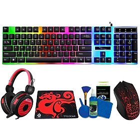 Mua Combo Bàn Phím Chuyên Game Led Đa Màu G21 Và Chuột D608 + Tặng Tai Nghe YL  Bộ Vệ Sinh 4 Món và Lót Chuột