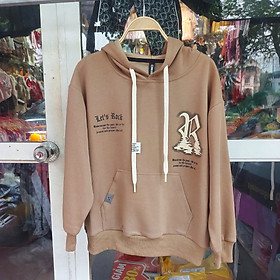 Áo Hoodie bé trai size đại, Áo nỉ cho bé 9-18 tuổi in chữ R màu nâu dặn ấm áp chất liệu cao cấp kiểu dáng thời trang