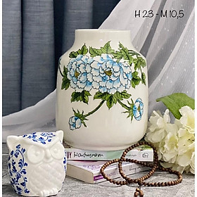 Mua Bình cắm hoa men mát  họa tiết vẽ thủ công. Gốm sứ Bát Tràng.