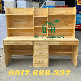Mua BÀN  HỌC SINH ĐÔI GỖ THÔNG MÀU VÀNG DÀNH CHO BÉ 1M95X1M7X70CM