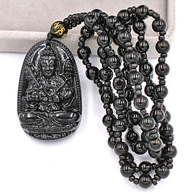 Vòng cổ Hư Không Tạng Bồ tát thạch anh đen 4.3 cm DHTEB6