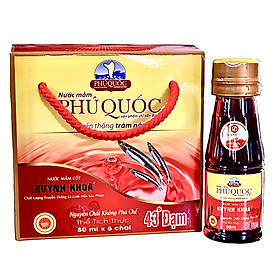 Đặc Sản Kiên Giang - Nước mắm truyền thống Phú Quốc Huỳnh Khoa - 43 độ đạm - Chai 80ml hộp 6 chai