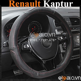 Bọc vô lăng D cut xe ô tô Renault Kaptur volang Dcut da cao cấp - OTOALO - Đen chỉ đỏ