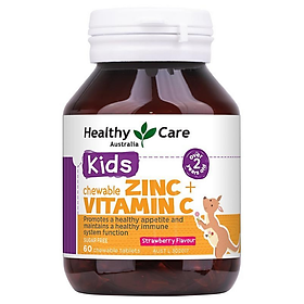 Viên nhai bổ sung kẽm và vitamin C Healthy Care Kids Chewable 60 viên vị