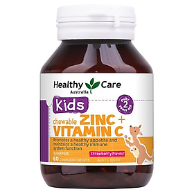 Viên nhai bổ sung kẽm và vitamin C Healthy Care Kids Chewable 60 viên vị dâu