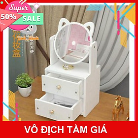 ️Kệ Mỹ Phẩm️ Mini, Kệ Để Đồ điểm trang có Kèm Gương Tai Mèo Dễ Thương