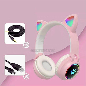 Mua Tai nghe chụp tai bluetooth không dây tai mèo đèn led 7 màu Gutek B30 có mic chống ồn tốt - Hàng Chính Hãng