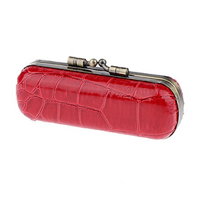 Cracked Stone Leather Lipstick Lip Gloss Case Storage Box Holder with Mirror