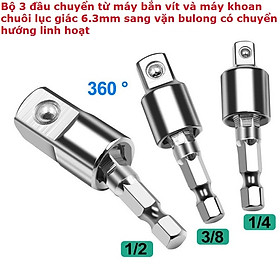 Mua Bộ 3 đầu chuyển cho máy bắn vít và máy khoan sang máy vặn bulong đa năng có chuyển hướng linh hoạt