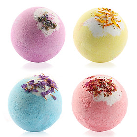 4pcs Bath Salt Balls Body Cleaner Multi-color Spa Essential Oils Bath Bomb Kit Fizzy to Moisturizing Dry Skin Aromatic