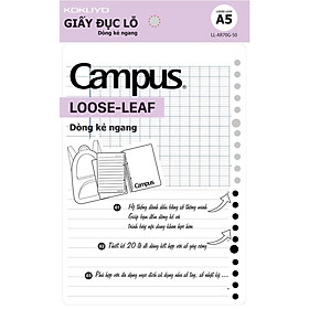 Giấy Refill thay lõi cho sổ Binder Campus Loose Leaf dòng kẻ ngang khổ A5 (Túi 50 tờ đơn)