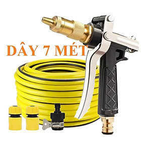 Bộ dây vòi xịt nước rửa xe,tưới cây .tăng áp 3 lần,loại 7m,10m 206236 đầu đồng,cút,nối nhựa đ+ tặng túi đựng bút 