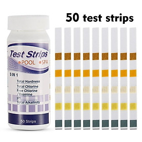 5 In 1 Swimming Pool SPA Test Strips Chlorine pH Alkalinity Water Hardness Testing Healthwater Pool Test Strips 50Pcs