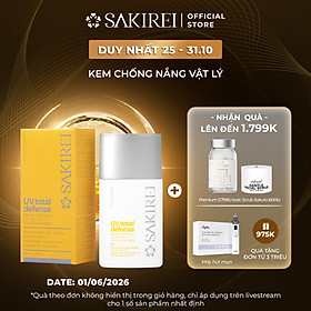 Chống nắng vật lý làm sáng mịn da Sakirei UV Total Defense Broad Spectrum SPF 50+ PA++++ Tinted Sunscreen