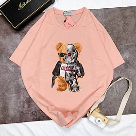 Áo Thun Tay Ngắn UNISEX in Decal IN DECAL GẤU ROBOT - Hình chụp thật  - Số đo ở cuối